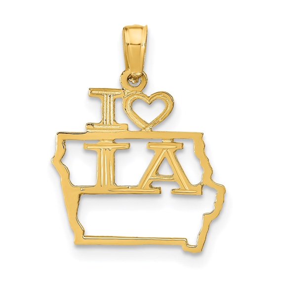 Auriga 14K Yellow Gold Iowa State Pendant for Women (L-20 mm,W-16 mm)