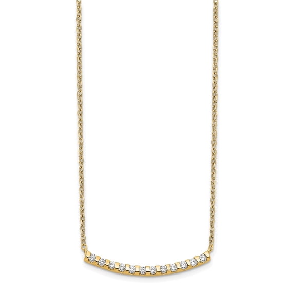 Auriga 14K Yellow Gold Lab Grown Diamond Curved Bar Necklace for Women 18"