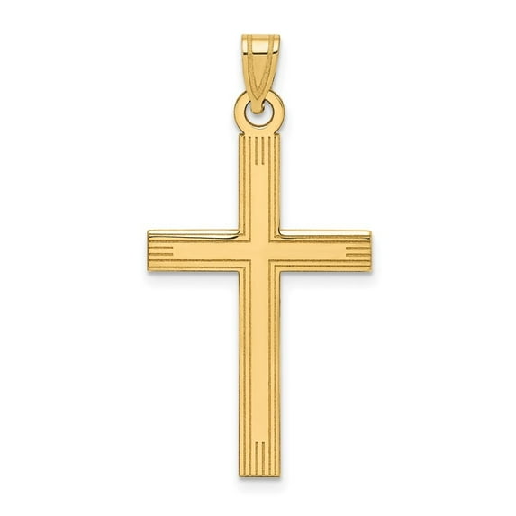 Auriga Fine Jewelry 14K Yellow Gold Laser Etched Cross Charm for Women (L - 37mm, W - 19mm)
