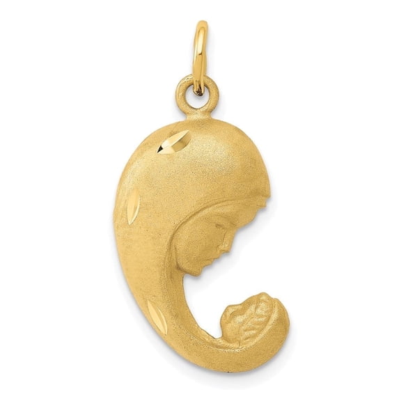 Auriga Fine Jewelry 14K Yellow Gold Mother Charm Pendant for Women (L-27 mm,W-13 mm)