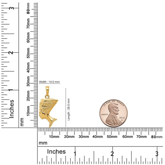 Auriga Fine Jewelry 14K Yellow Gold Nefertiti Pendant for Women (L-28 mm,W-14 mm)