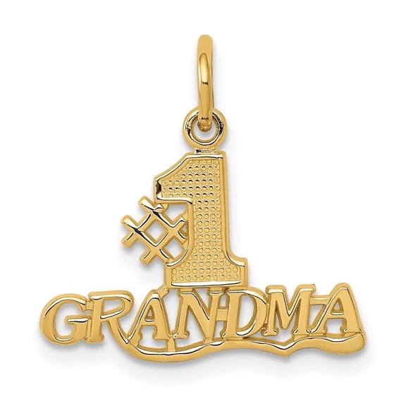Auriga Fine Jewelry 14K Yellow Gold Number 1 Grandma Charm for Women (L -0.75 inch, W - 0.70 inch)