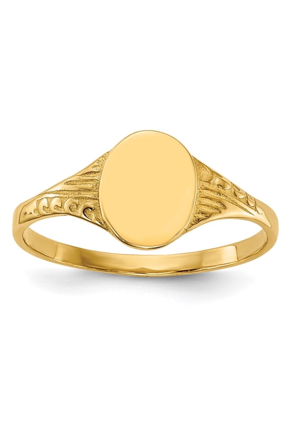 Fine Jewelry 14K Yellow Gold Oval Polished Signet Ring for Women Size 5.25