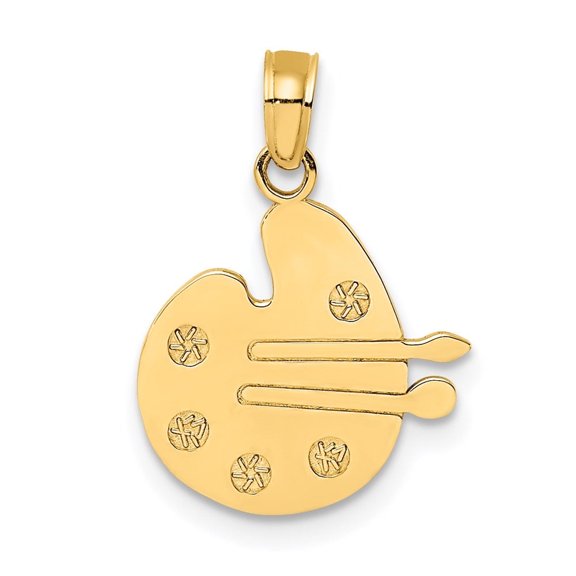 Auriga Fine Jewelry 14K Yellow Gold Paint Pallet and Brushes Charm Pendant for Women (L- 13.3 mm, W- 13.5 mm)