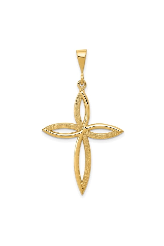 Fine Jewelry 14K Yellow Gold Passion Cross Pendant for Women (L-44 mm,W-24 mm)