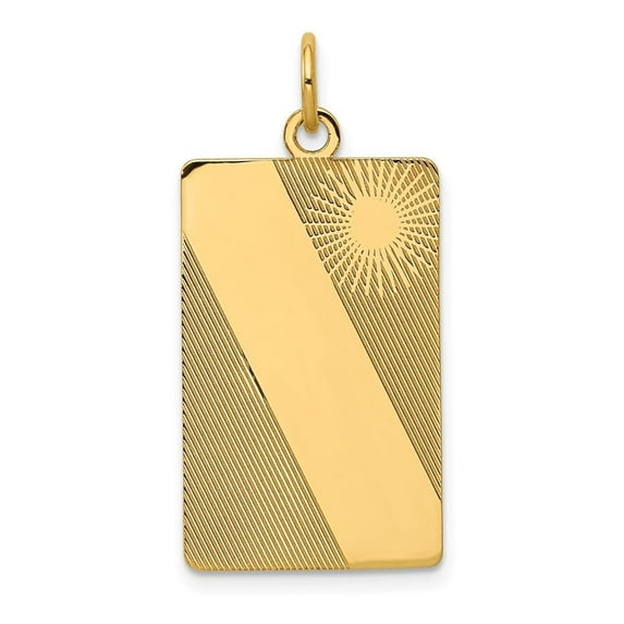 Auriga Fine Jewelry 14K Yellow Gold Patterned 0.013 Gauge Engravable Dog Tag Disc Charm for Women (L-30mm, W-14mm)
