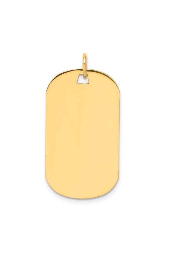 14K Yellow Gold Plain 0.009 Gauge Engraveable Dog Tag Disc Charm for Women (L-30mm, W-16mm)