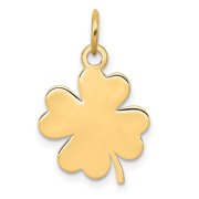 Auriga Fine Jewelry 14K Yellow Gold Plain 0.018 Gauge Engravable Clover Disc Charm for Women L-21mm, W-13.29mm
