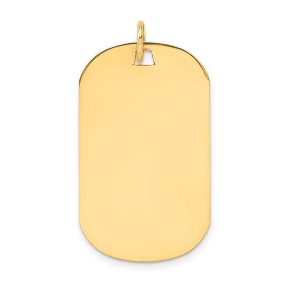 Auriga 14K Yellow Gold Plain 0.035 Gauge Engraveable Dog Tag Disc Charm for Women (L-37mm, W-21mm)