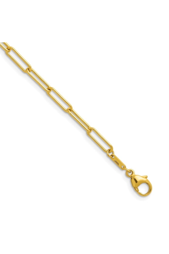 14K Yellow Gold Polished 3.4 mm Solid Paperclip Link Chain Necklace for Women 18"