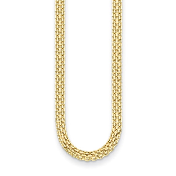 Auriga 14K Yellow Gold Polished 5.1 mm Bismark Chain Necklace for Women 16"