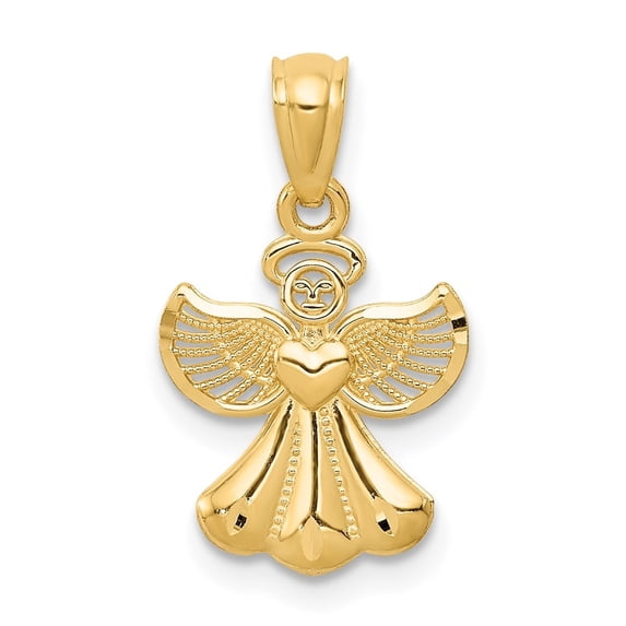 Auriga Fine Jewelry 14K Yellow Gold Polished Angel Pendant for Women (L - 20mm, W - 11mm)