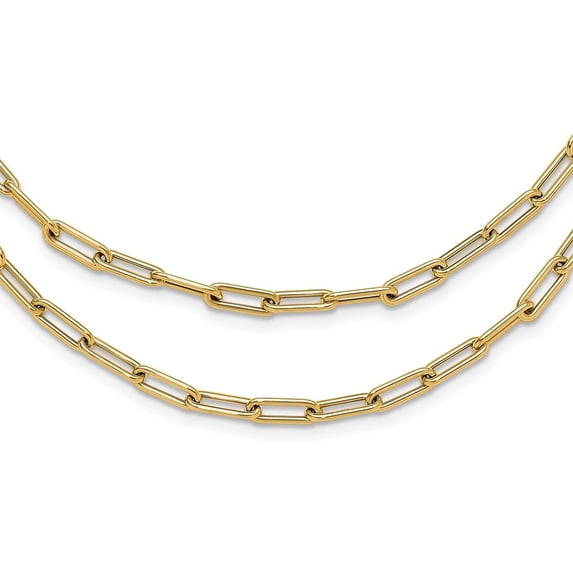 Auriga Fine Jewelry 14K Yellow Gold Polished Double-layer Link Necklace for Women 20"