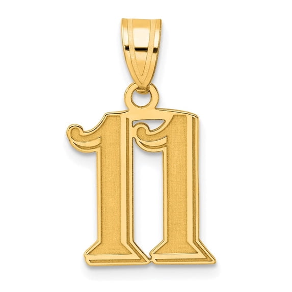 Auriga 14K Yellow Gold Polished Etched Number 11 Pendant for Women