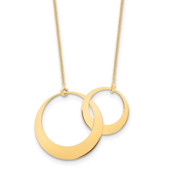 Auriga Fine Jewelry 14K Yellow Gold Polished Interlocked Circles Fancy with 1in Extender Necklace for Women 17"
