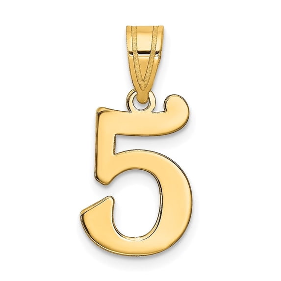 Auriga Fine Jewelry 14K Yellow Gold Polished Number 5 Pendant for Women (L-16.95 mm,W-11.36 mm)