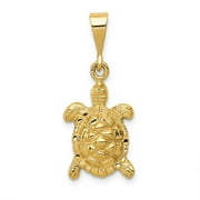 Auriga 14K Yellow Gold Polished Open-Backed Sea Turtle Charm Pendant for Women (L-29.5 mm,W-11.5 mm)