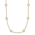 thumbnail image 1 of Auriga 14K Yellow Gold Polished Open Hearts Station Chain Necklace 16" for Women, 1 of 3
