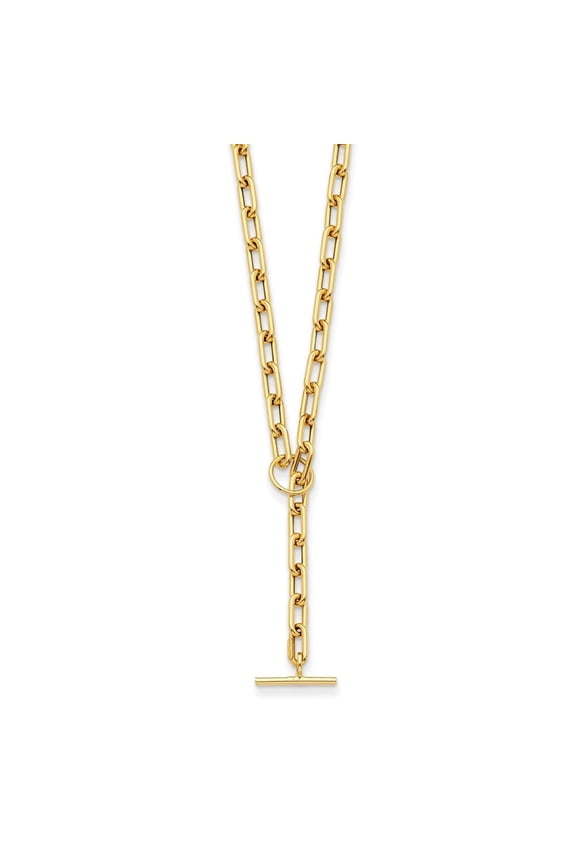 Fine Jewelry 14K Yellow Gold Polished Paperclip Toggle Necklace for Men 24"