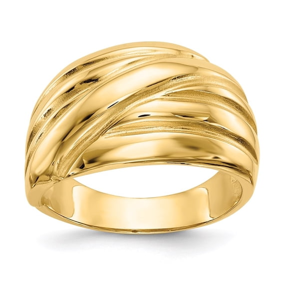 Auriga 14K Yellow Gold Polished Scalloped Dome Ring for Women Size 6