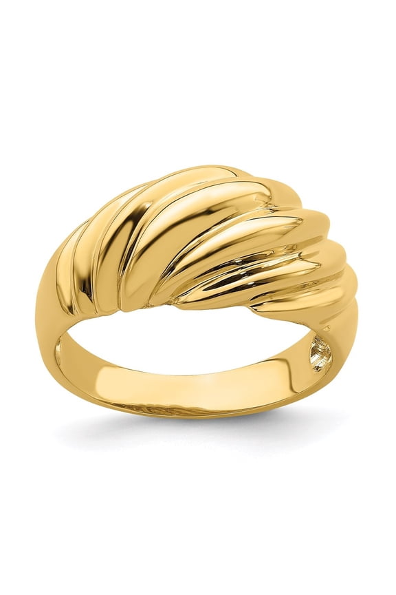 14K Yellow Gold Polished Shrimp Fashion Ring for Women Size 7