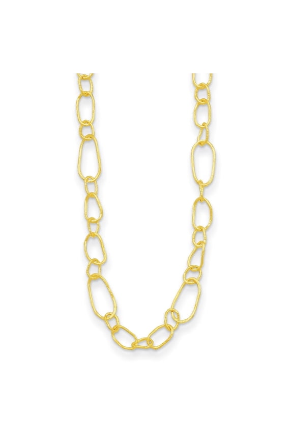 Fine Jewelry 14K Yellow Gold Polished and Textured Fancy Link Toggle Chain Necklace for Women 16"