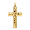 thumbnail image 1 of Auriga 14K Yellow Gold Polished and Twisted Hollow Cross Pendant for Women (L-32.15mm, W-17.75mm), 1 of 6