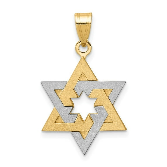 Auriga 14K Yellow Gold Religious Judaica Star Of David Charm Pendants for Women (L-25mm, W-16mm)