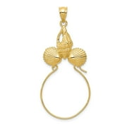 Auriga 14K Yellow Gold Sea Shell Charm Pendant Holder for Women (L-50 mm,W-20 mm)