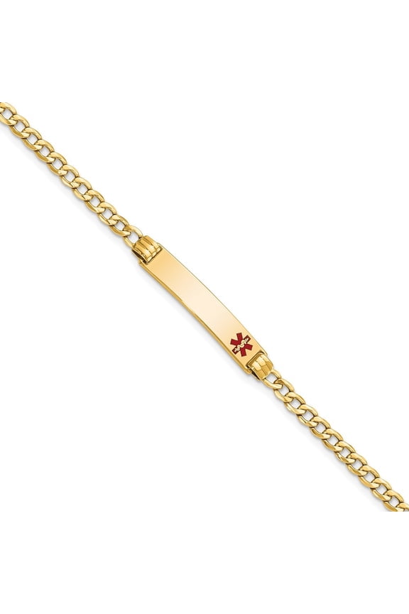 Fine Jewelry 14K Yellow Gold Semi-Solid Cuban Link Id Bracelet 8 inch for Women (L- 8inch, W- 5.5mm)