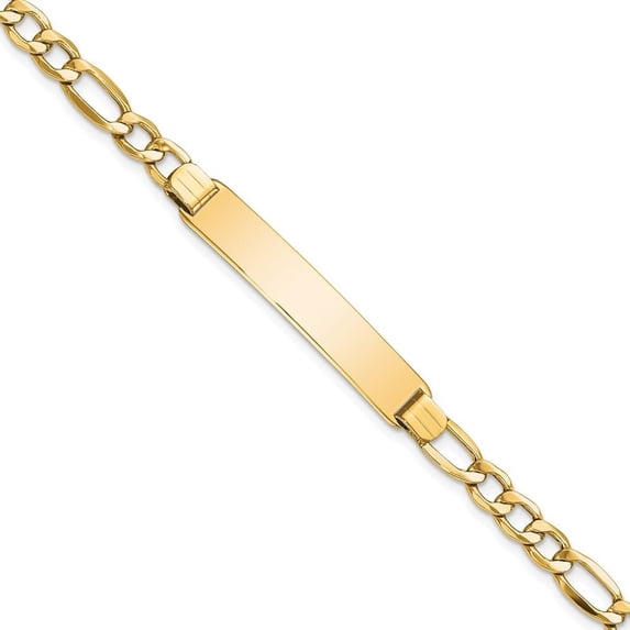 Auriga Fine Jewelry 14K Yellow Gold Semi-Solid Figaro Id Bracelet 7 inch for Women