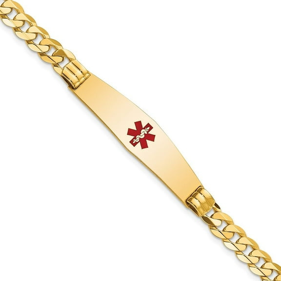 Auriga Fine Jewelry 14K Yellow Gold Soft Curb Link Id Bracelet 7 inch for Women (L- 7inch, W- 9.5mm)
