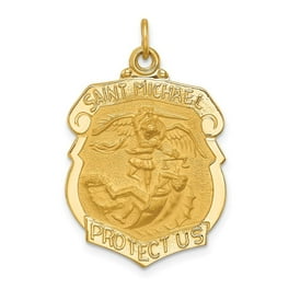 14k Solid Polished/Satin Medium Oval St. Christopher Medal Q