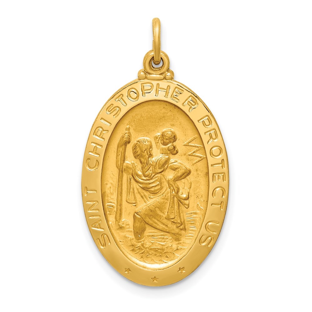 Jewels By Lux 14K Yellow Gold 29x20mm Oval St. Christopher Medal