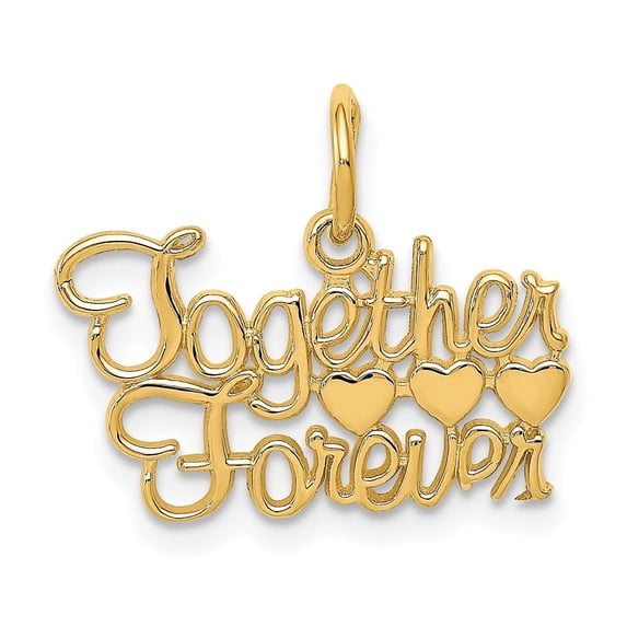 Auriga 14K Yellow Gold Together Forever Charm Pendant for Women (L-16 mm,W-17 mm)