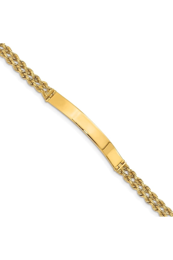 Fine Jewelry 14K Yellow Gold Two Strand Rope Id Bracelet 8 inch for Women