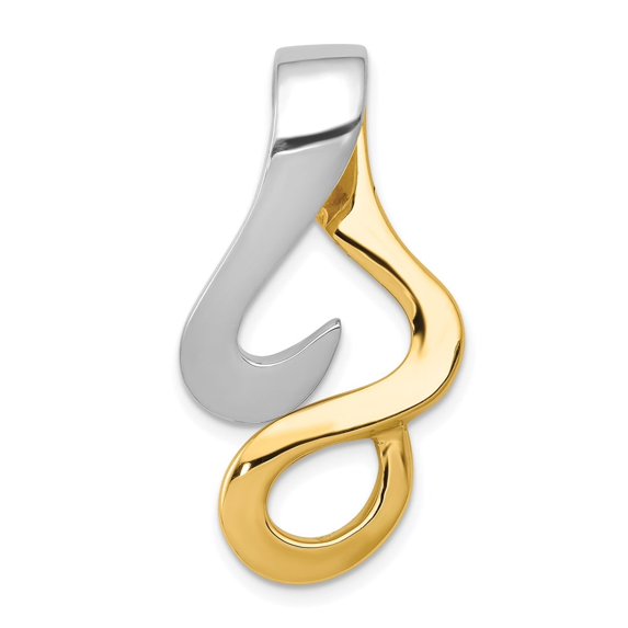 Auriga 14K Yellow Gold Two-Tone Reversible Fancy Omega Slide Pendant for Women (L-33mm, W-16mm)