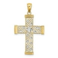 thumbnail image 1 of Auriga 14K Yellow Gold W/ Rhodium D/C and Cut-Out Cross Charm for Women (Length - 29.2 mm), 1 of 6