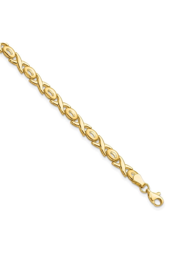 Fine Jewelry 14K Yellow Gold Xoxo Bracelet 7inch for Women