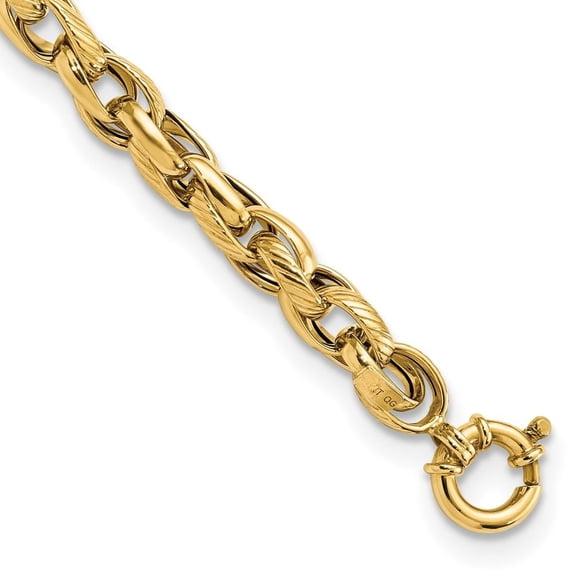 Auriga Fine Jewelry 14K Yellow Gold and Textured Link 7.5In Bracelet 7.5 inch for Women