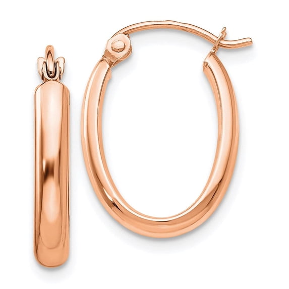 Auriga Fine Jewelry 14K Rose Gold Half-Round Oval Hoop Earrings for Women (L - 18.25mm, W- 13mm)