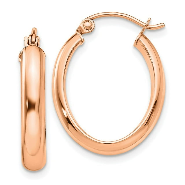 Auriga 14k Rose Gold Oval Tube Hoop Earrings for Women(L- 21.5mm, W ...