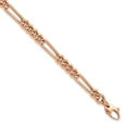thumbnail image 1 of Auriga 14k Rose Gold Polished Figaro Link Bracelet 7.5inch for Women, 1 of 4