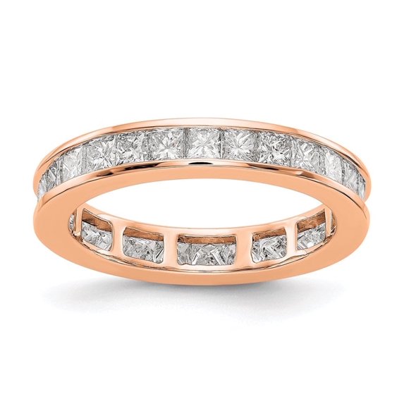 Auriga 14k Rose Gold Polished Size 7 Channel-set 2 carat Princess Diamond Complete Eternity Band for Women