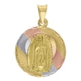thumbnail image 1 of Auriga 14k Tri-Color Gold Dc Textured Lady Of Guadalupe Religious Charm Pendant for Women, 1 of 3