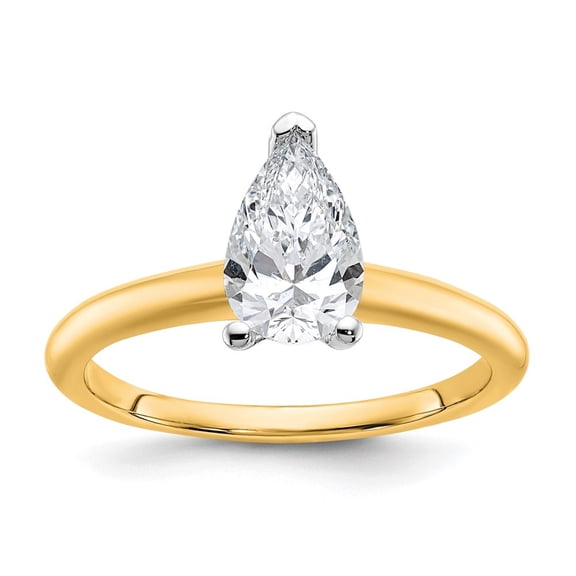 Auriga 14k Two-Tone 1 carat Lab Grown Diamond VS+ F+ Pear SolitaireEngagement Ring Size 7
