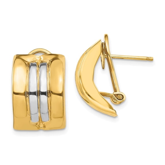 Auriga Fine Jewelry 14k Two-Tone Gold Rhodium Omega Stud Earrings for Women
