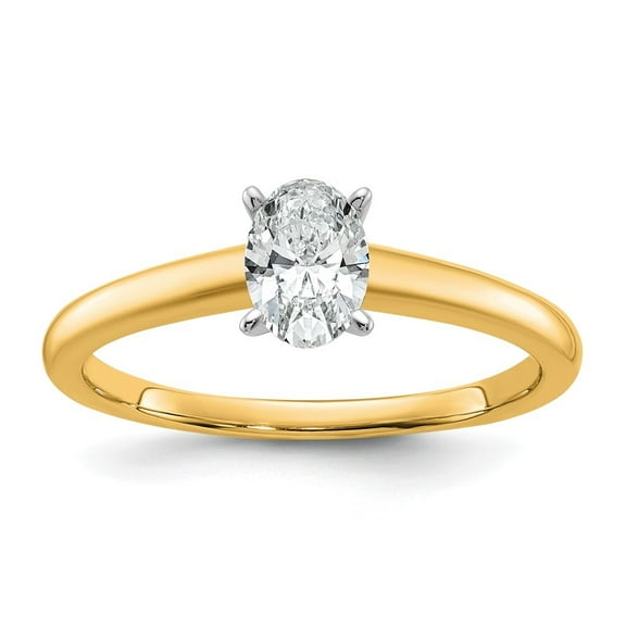 Auriga 14k Two-tone Gold 1/2 carat LG Diamond Oval Solitaire Engagement Ring for Women Size 7