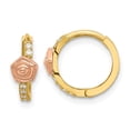 thumbnail image 1 of Auriga 14k Two-tone Gold Cubic Zirconia Hinged Huggie Hoop Earrings for Women (L-12.1mm, W-12.3mm), 1 of 3