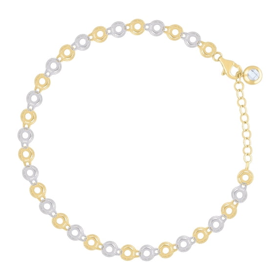 Auriga Fine Jewelry 14K Two-tone Gold Cubic-Zirconia Link Bracelet for Women Size 8 Inches